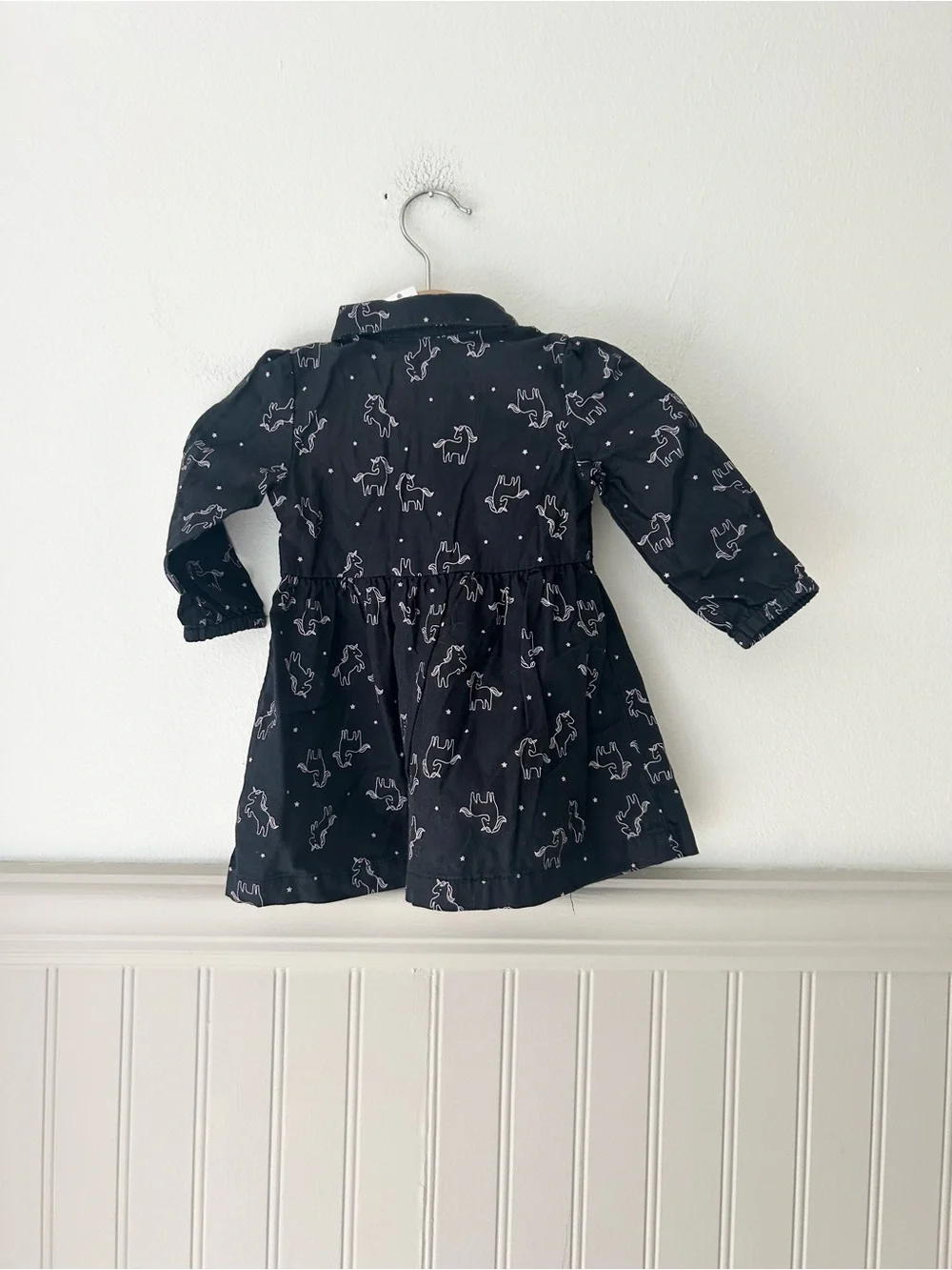 Carter's 6 Months Black Long-Sleeve Unicorn Button-Front Dress